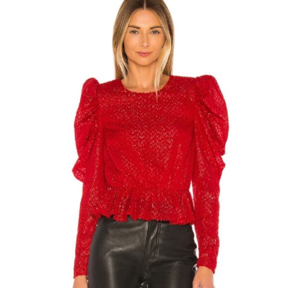 House of Harlow x REVOLVE Darya Blouse in Red NWT Size Small - Picture 1 of 4